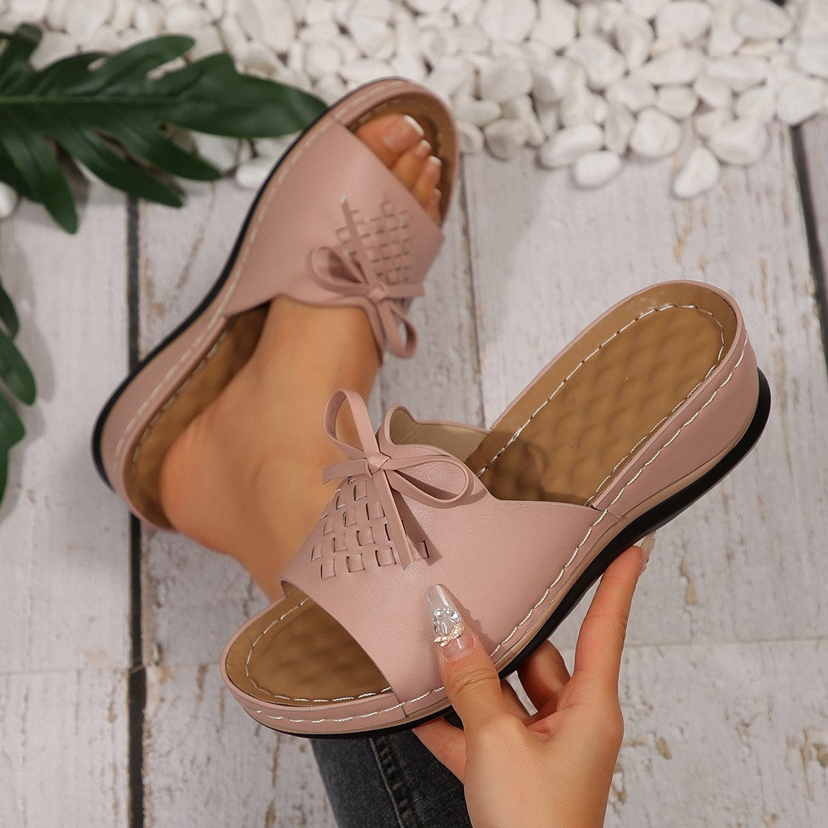 Lace-up Woven Wedge Platform Sandals