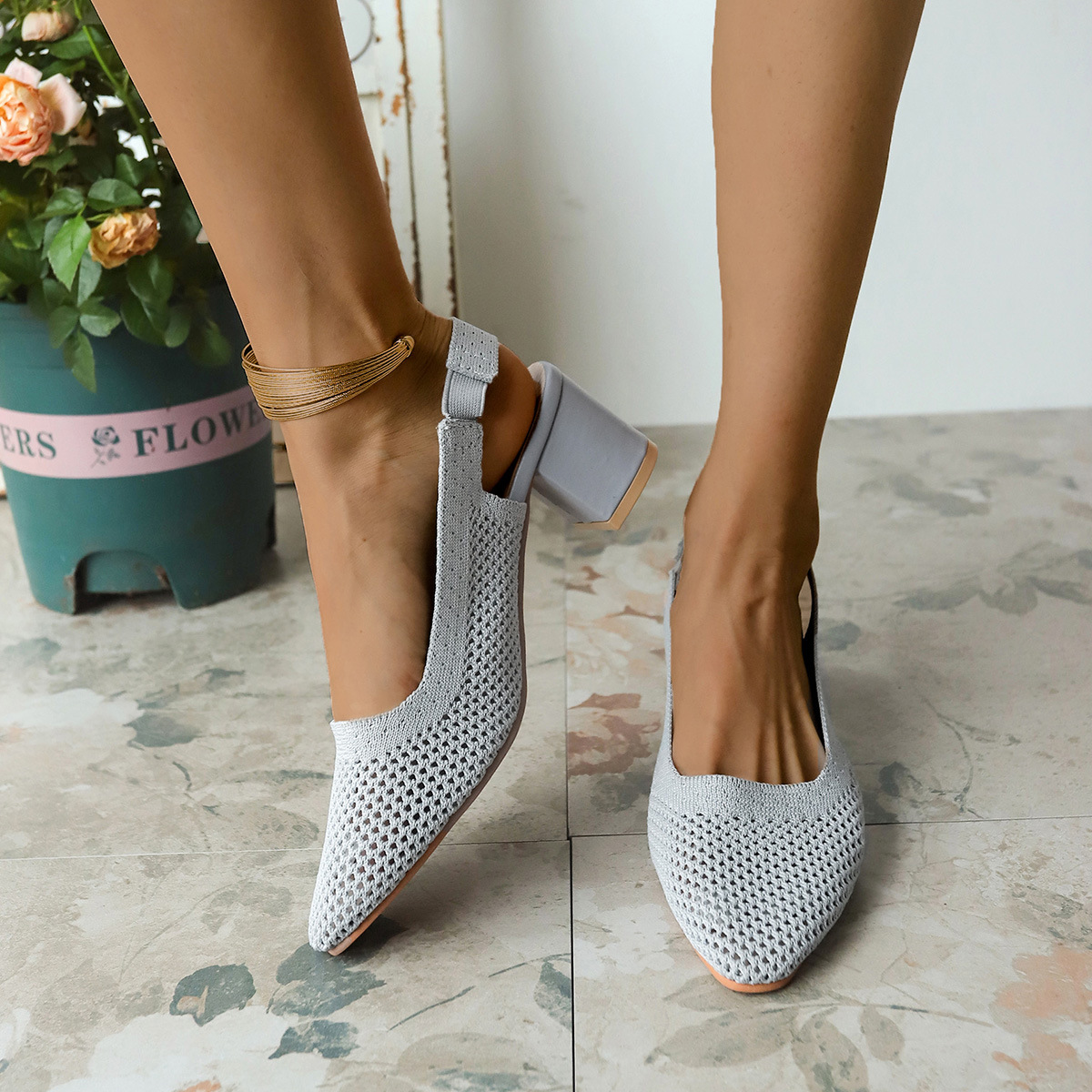 Breathable High-Heel Slipper Sandals for Women