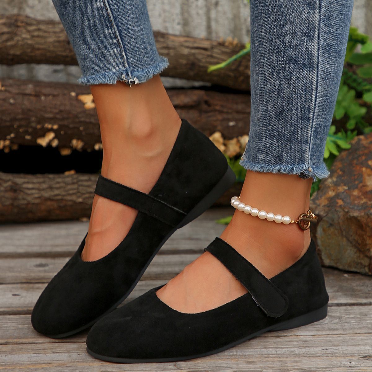 Orthopedic Suede Ballet Mary Jane Flats