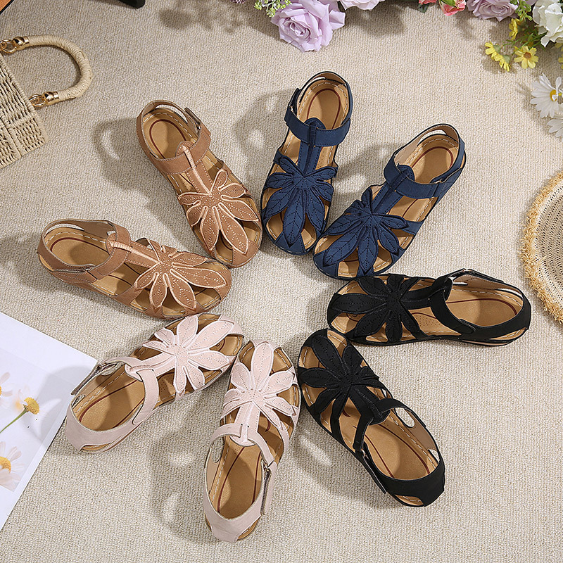 Cowhide Sole Large Size Retro Wedge Heel Comfortable Sandals