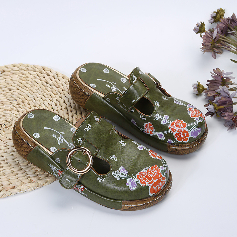 Thick-soled Ethnic Style Candy-colored Beach Flip-flops