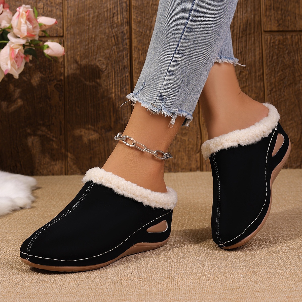 Women's Winter Plush-Lined Mules
