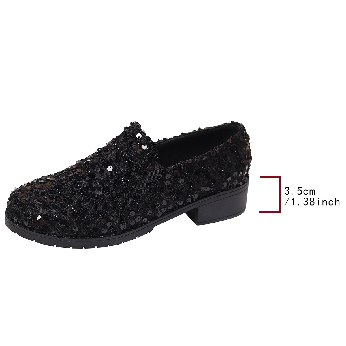 Versatile Black Sequined Slip-on Shoes