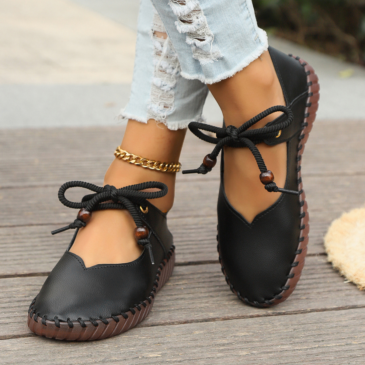 Women's Elegant Lace-Up Mary Jane Shoes