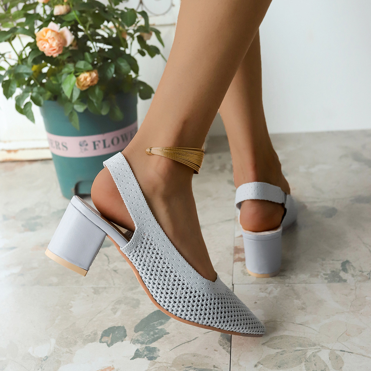 Breathable High-Heel Slipper Sandals for Women