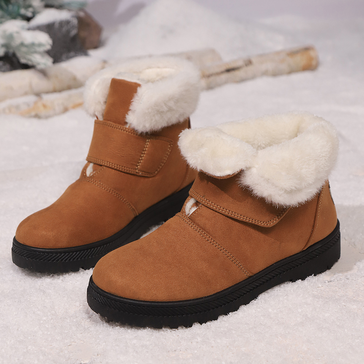 Women's Winter Slip-On Low Heel Non-Slip TPU Sole Snow Boots