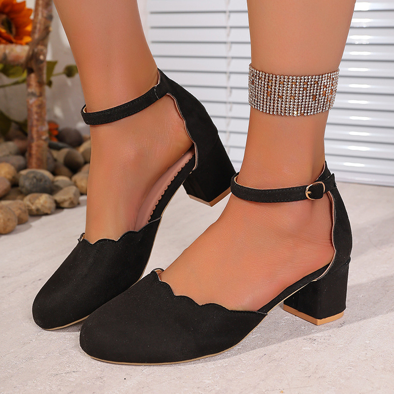 High Heeled Shallow-cut Buckled Shoes