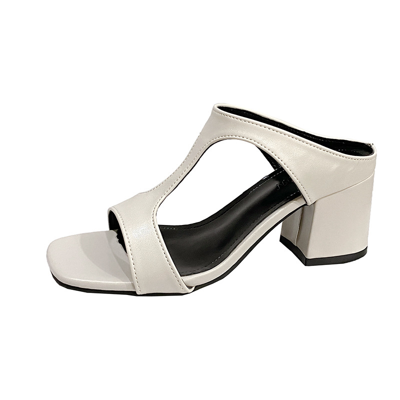 Women's Chunky Heel Classic Leather Sandals