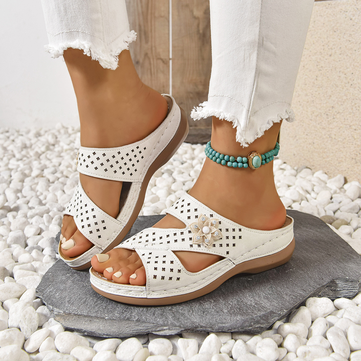 Orthopedic Flower Casual Wedge Heel Sandals