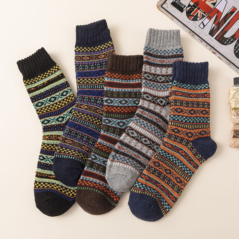 5 Pairs of Men's Small RhombusCotton Socks