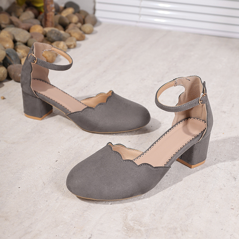 High Heeled Shallow-cut Buckled Shoes