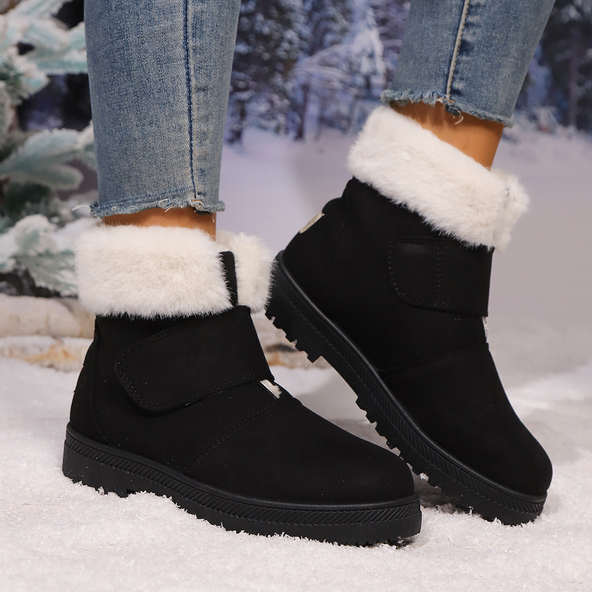 Women's Winter Slip-On Low Heel Non-Slip TPU Sole Snow Boots