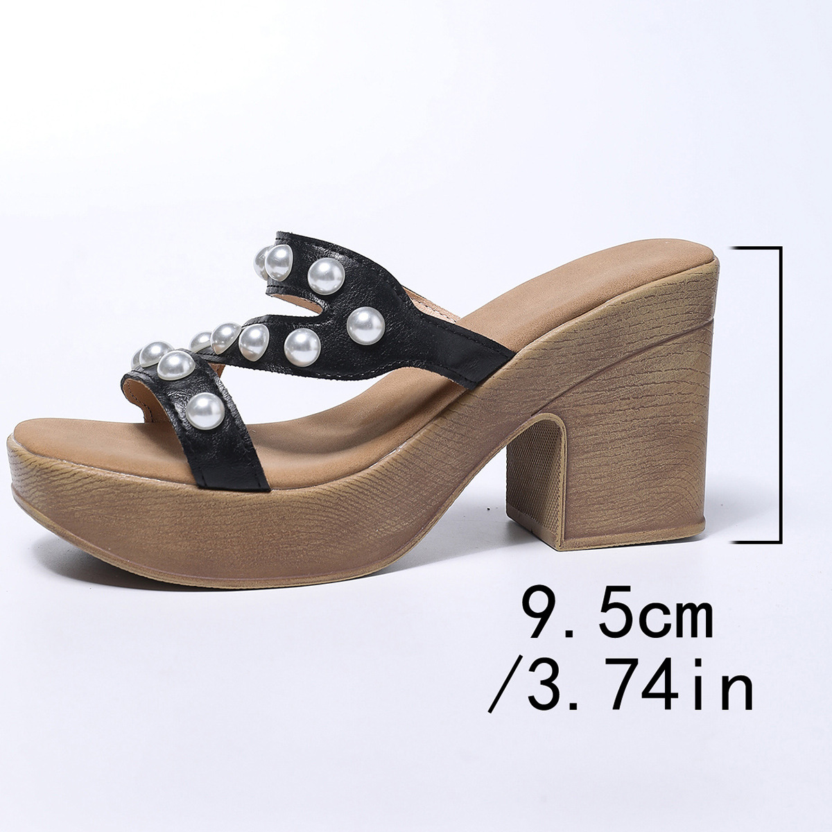 Thick-soled Height-enhancing Fashionable Pearl Beach Slippers