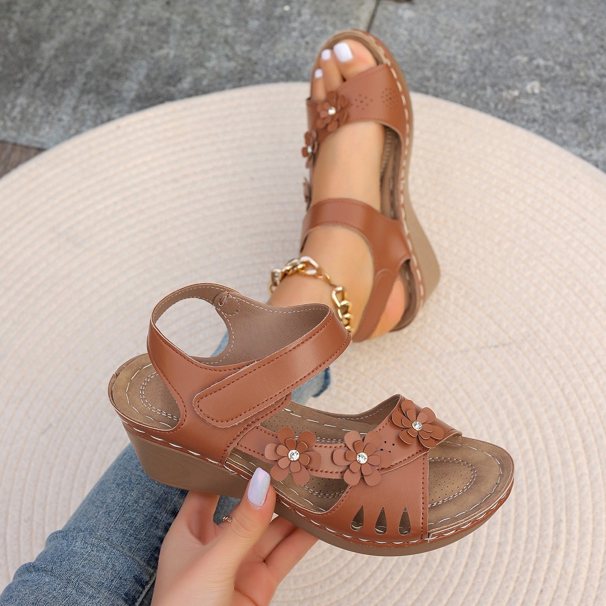 Vibrant Solid Color Wedge Sandals