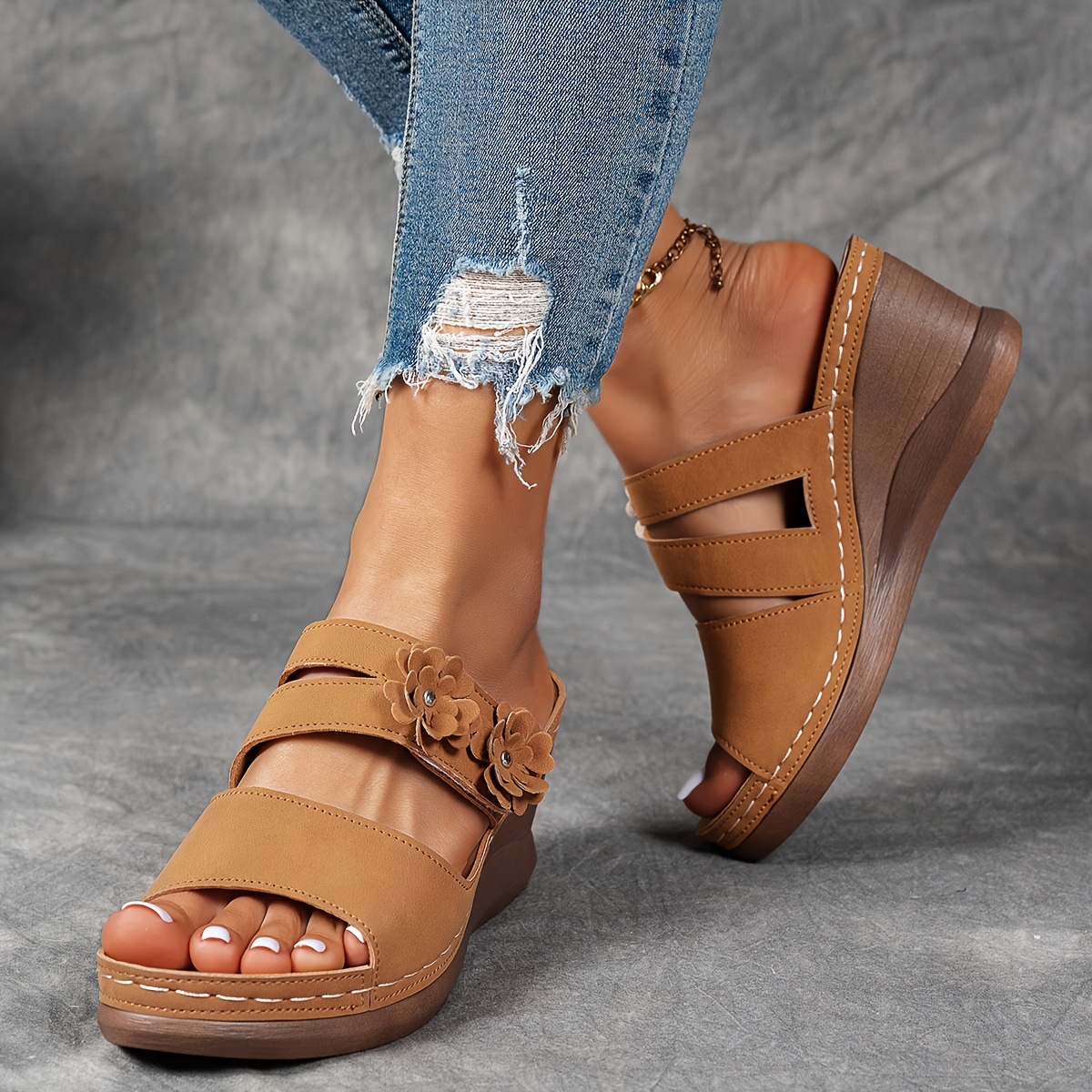 Flower Thick-soled Wedge-heeled Lightweight Slippers - BUY 2 FREE SHIPPING