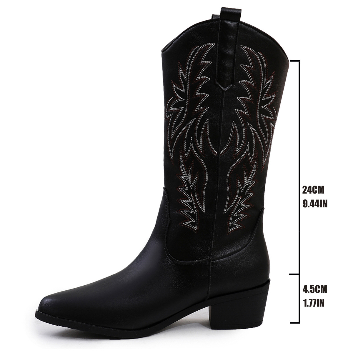 Women's Retro Classic Western Cowboy Slip-on Boots