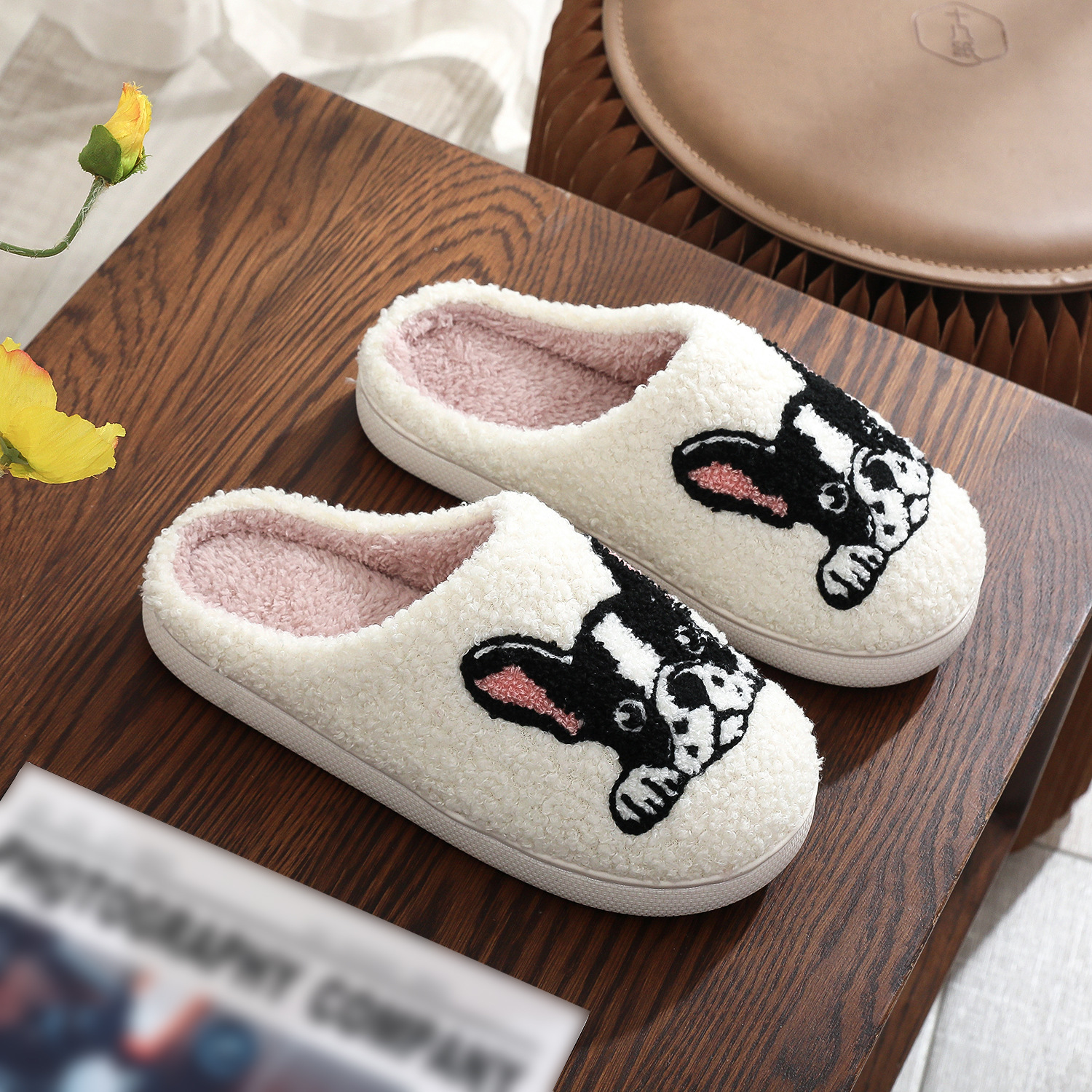 French Bulldog Couple Warm and Comfortable Cotton Slippers