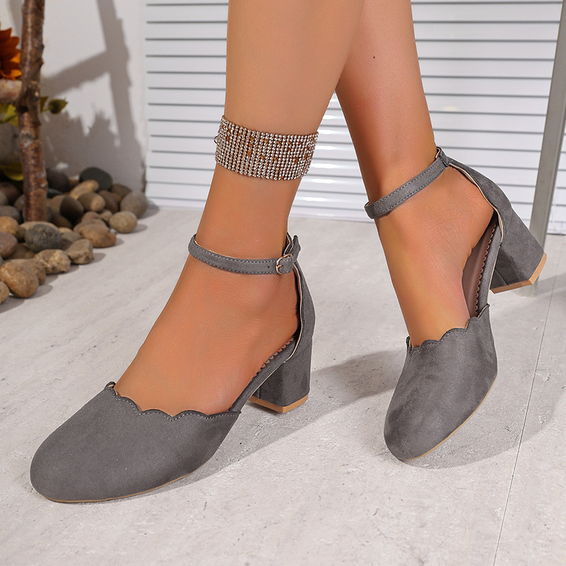 High Heeled Shallow-cut Buckled Shoes