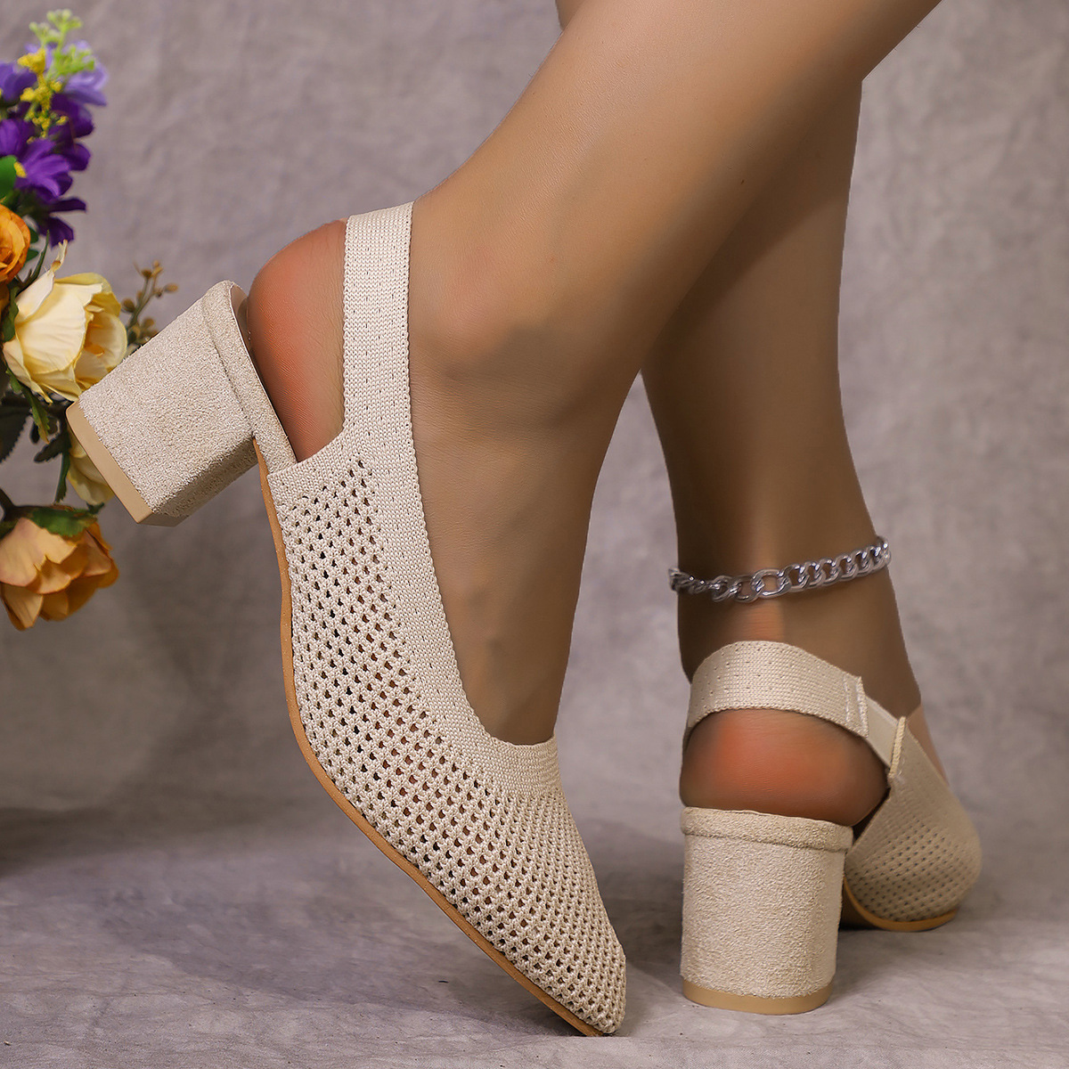 Breathable High-Heel Slipper Sandals for Women