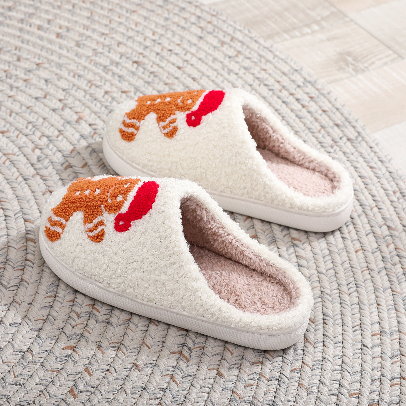 Gingerbread Man Couple Cotton Slippers