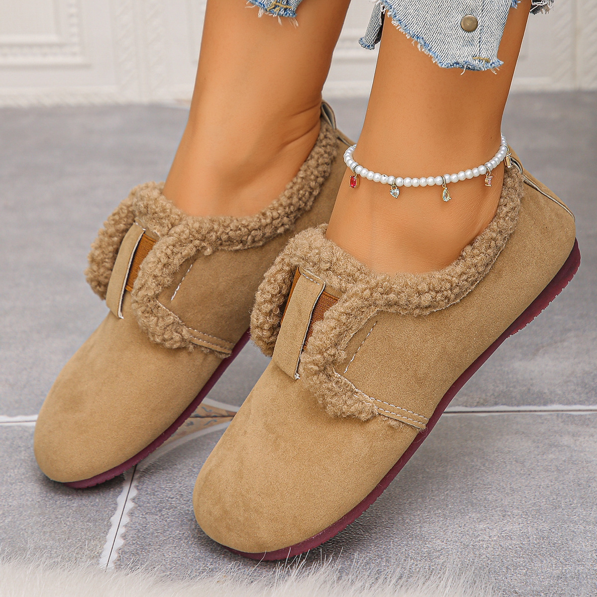 Birkenstock Slip-on Retro Flat-soled Casual Warm Cotton Shoes