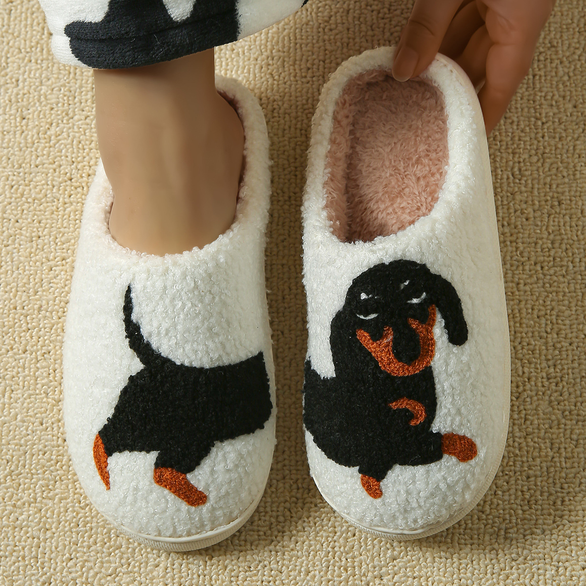 Dachshund Couple Cotton Slippers