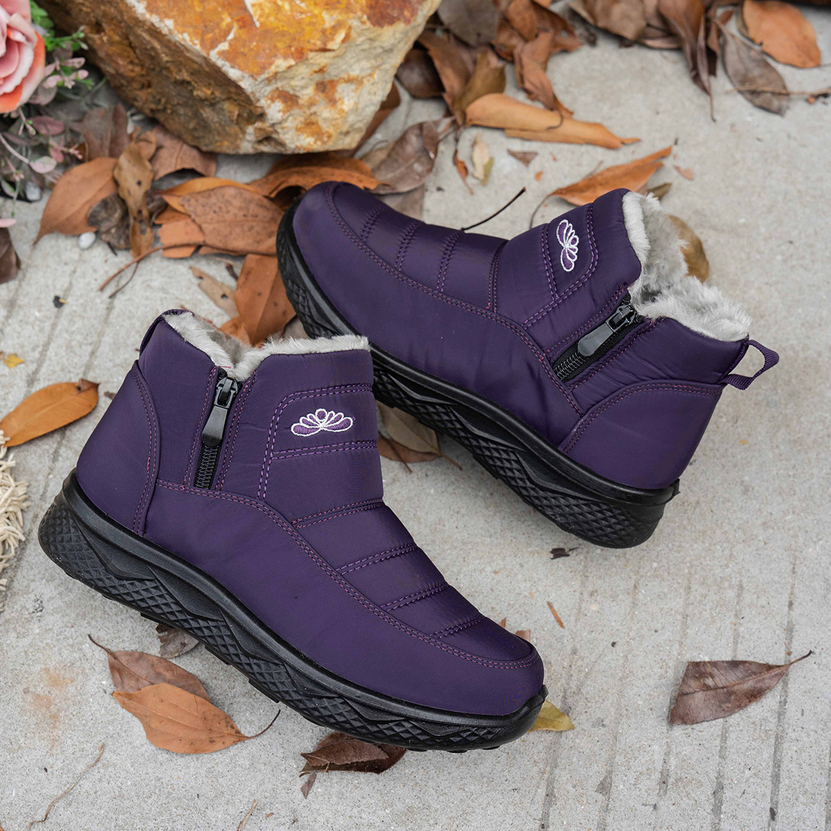 Women’s Insulated Waterproof Non-slip Fur-lined Snow Boots 