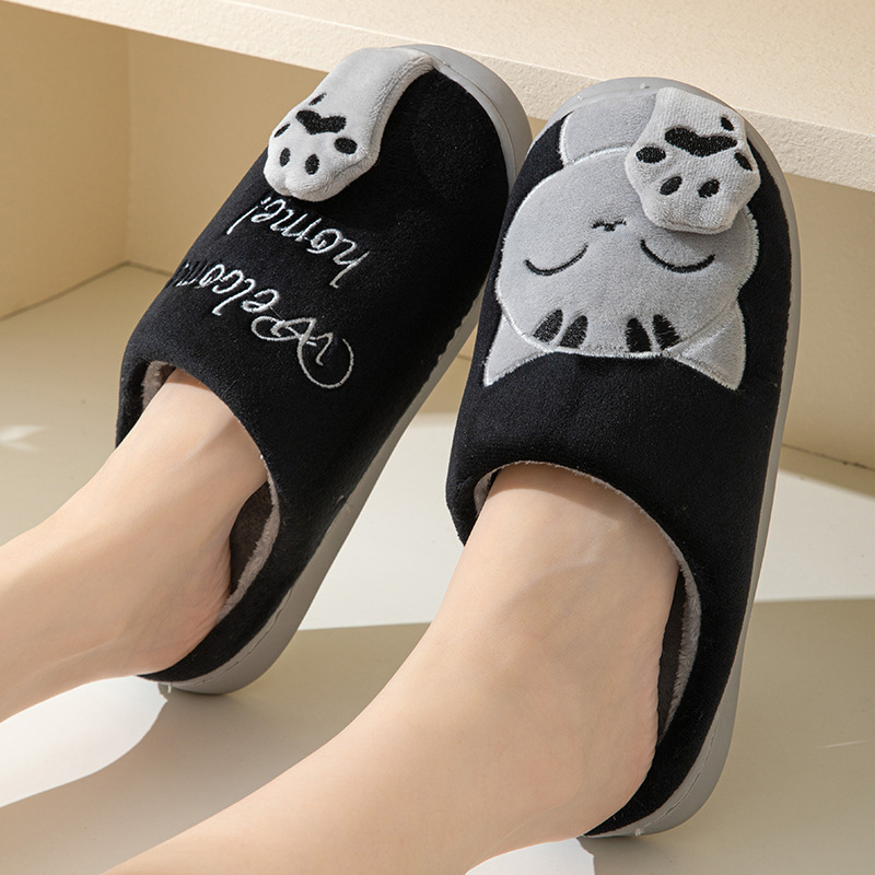 [Copy]Women and Men's Winter Plush Lucky Cat Slip-On Slippers