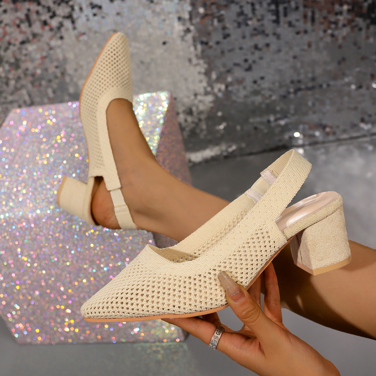 Breathable High-Heel Slipper Sandals for Women