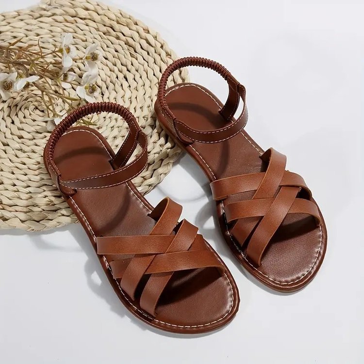 Solid Color Non-Slip Rubber Sole Flat Sandals
