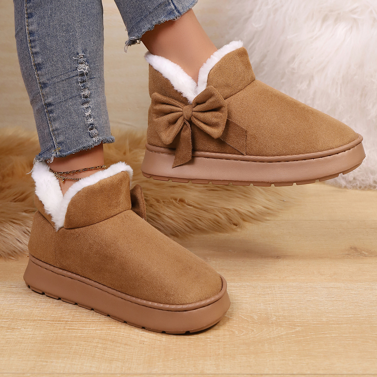 Warm and Thickened Simple Home Cotton Shoes