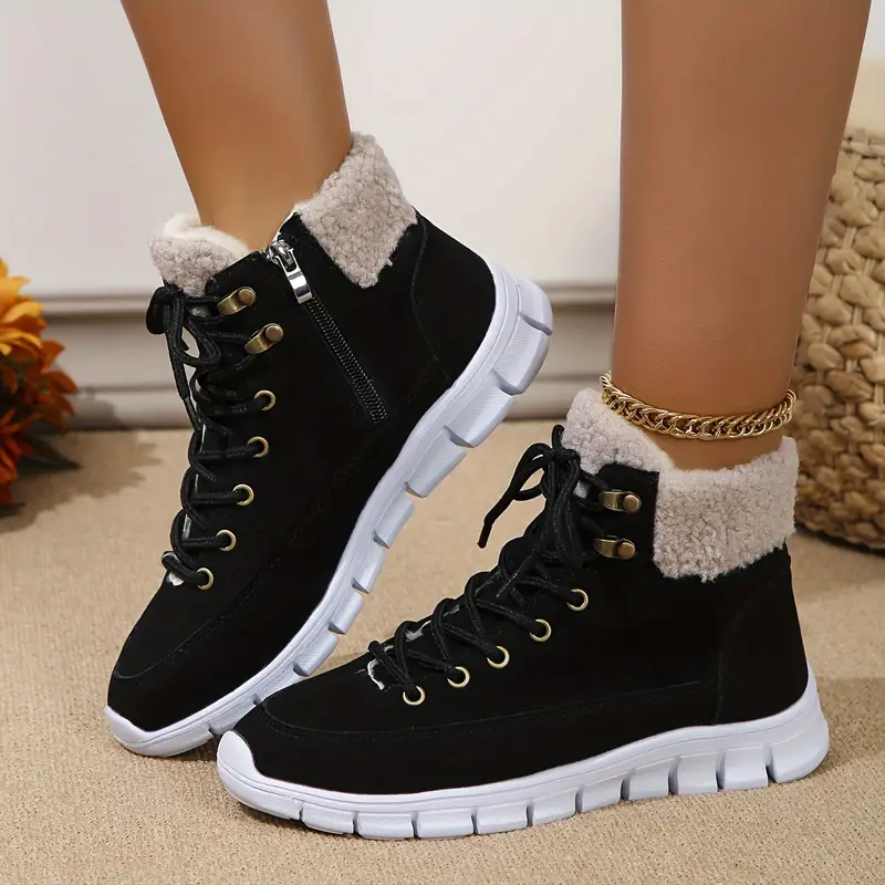 New Anti-slip Warm Lace-up Side Zipper Short Boots