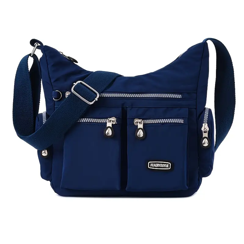 Water-Resistant Casual Crossbody Bag - Lightweight Nylon, Adjustable Strap, Zippered Pockets, Mesh Side Pocket