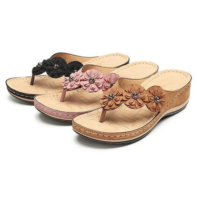 Lightweight Flowers Clip Toe Sandals