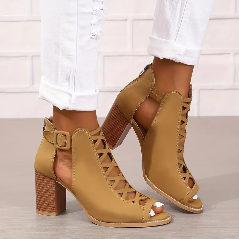 Women's Brown Faux Cover Ankle Sandals