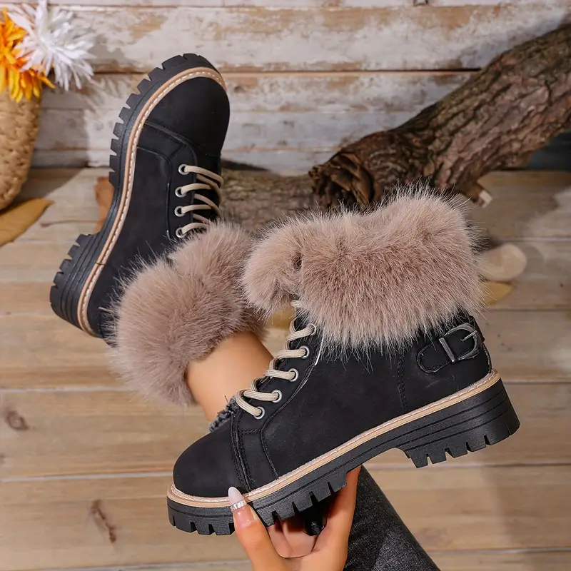 Women's Winter Lace-Up Closure Comfortable Ankle Boots