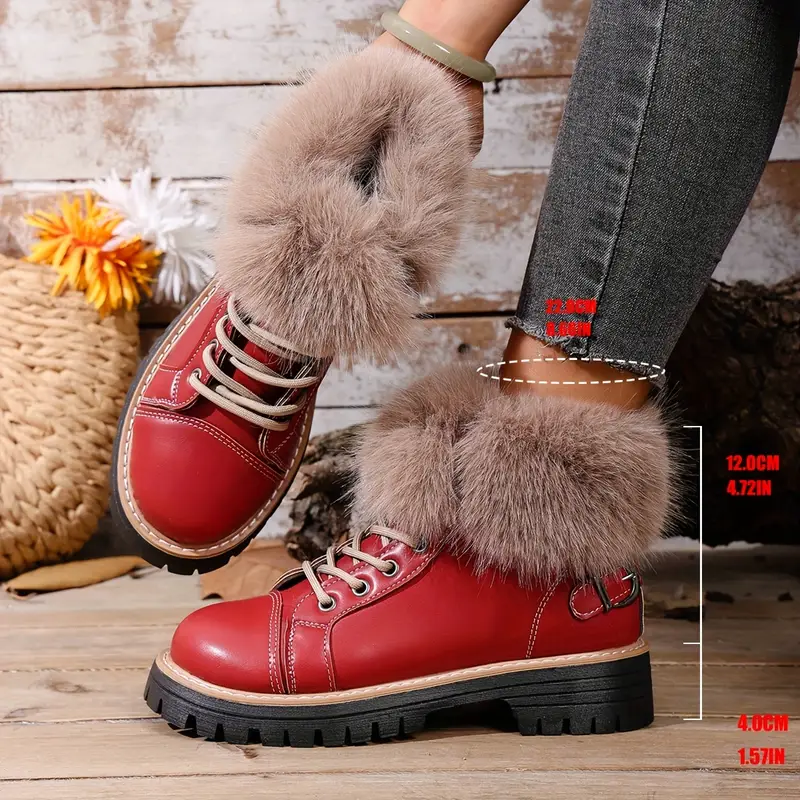 Women's Winter Lace-Up Closure Comfortable Ankle Boots