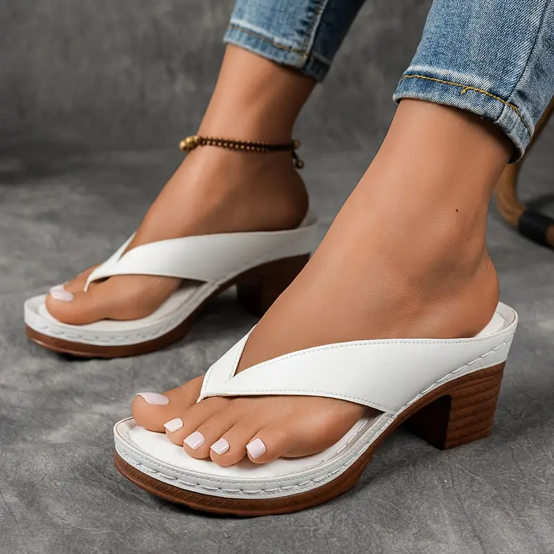 Women's Summer Casual Mary-Jane Style Flip Flops High Heel Sandals