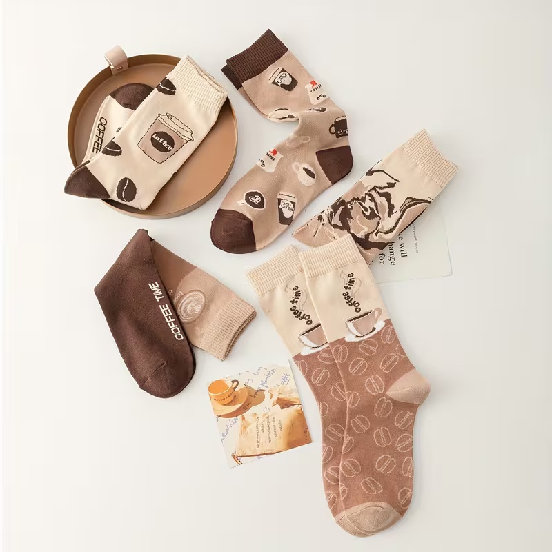 5 Pairs Women's Coffee-Themed Socks