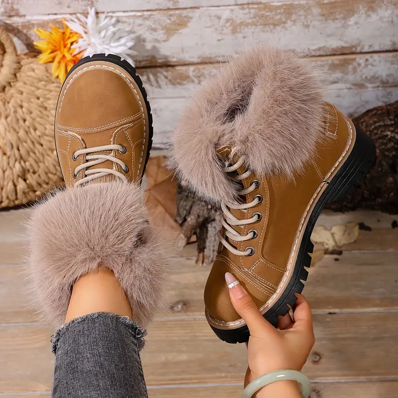 Women's Winter Lace-Up Closure Comfortable Ankle Boots