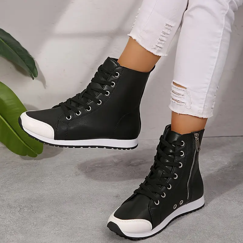 Zipper Lace-Up Comfortable Breathable Sports Ankle Boots