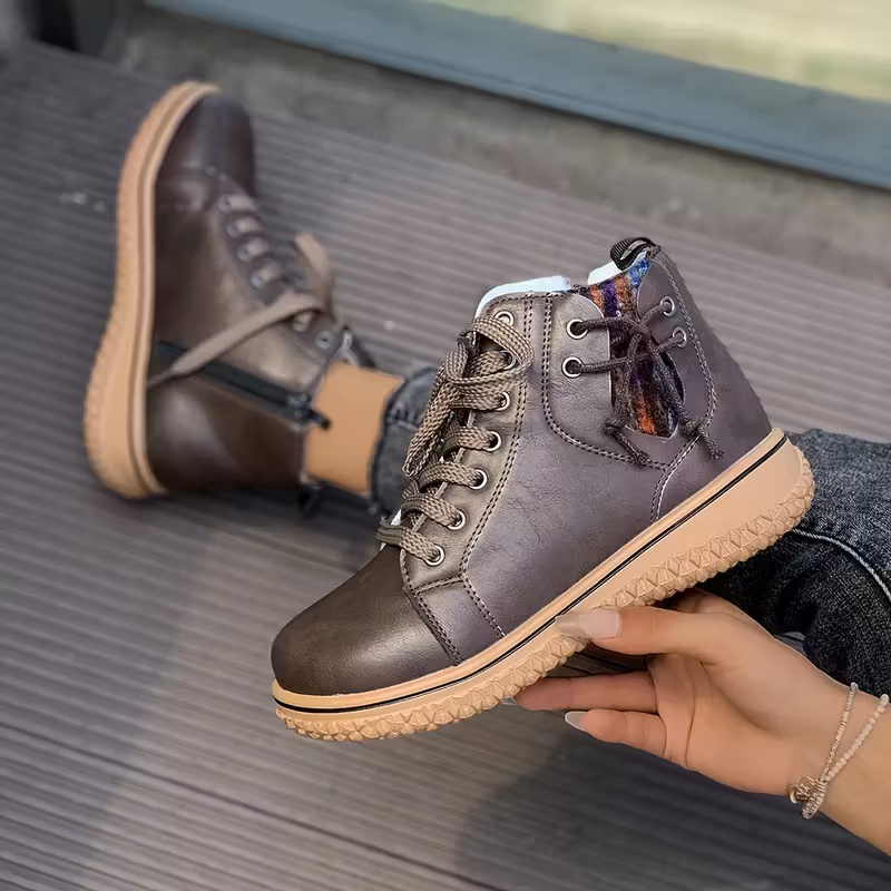 Women's Comfortable Lace-Up Thick Sole Ankle Boots