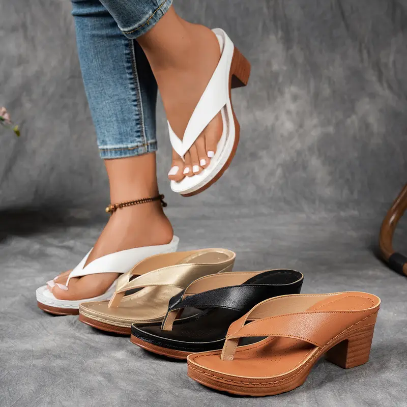 Women's Summer Casual Mary-Jane Style Flip Flops High Heel Sandals