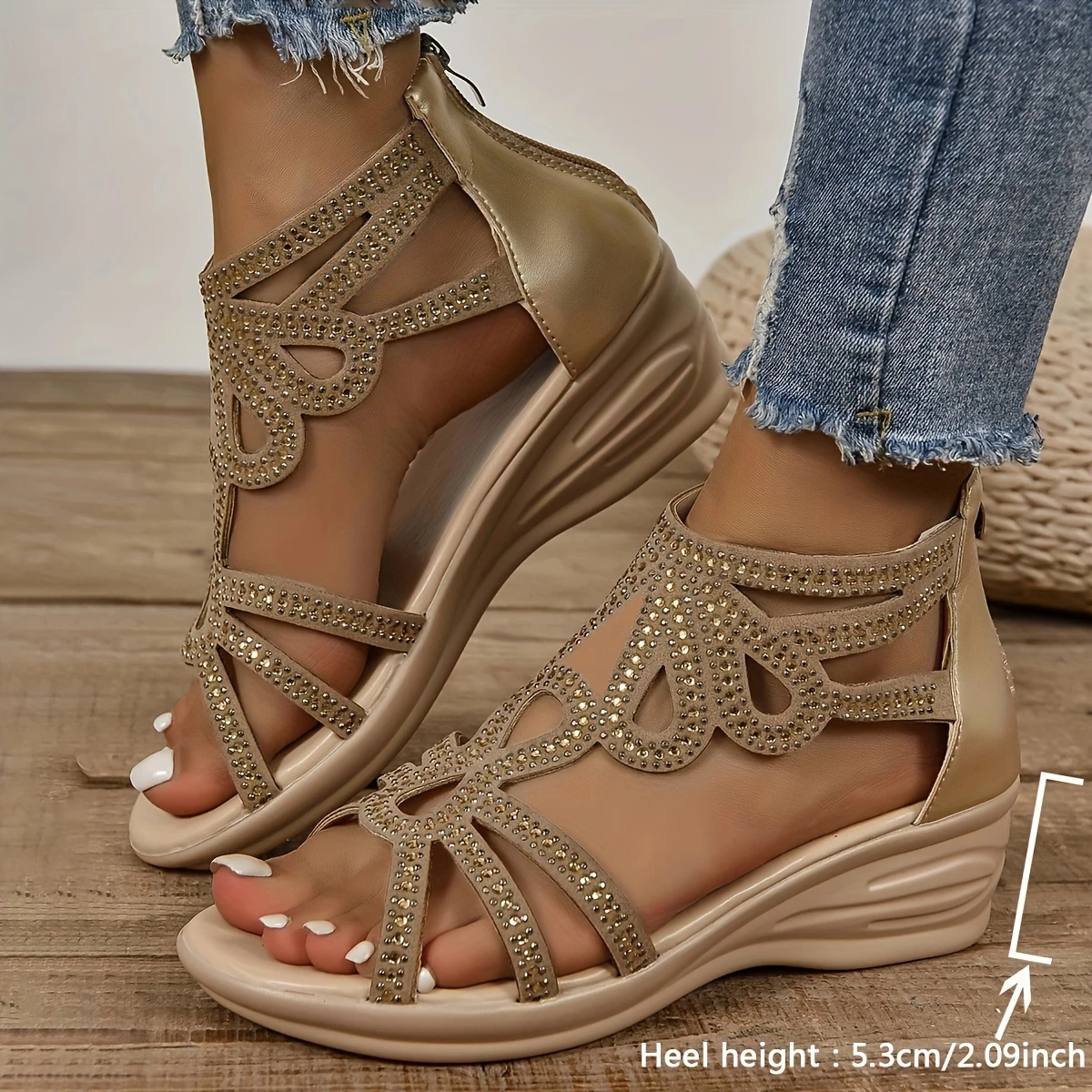 Stunning Rhinestone Wedge Sandals