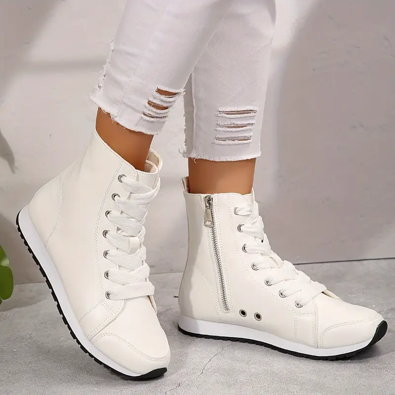 Zipper Lace-Up Comfortable Breathable Sports Ankle Boots