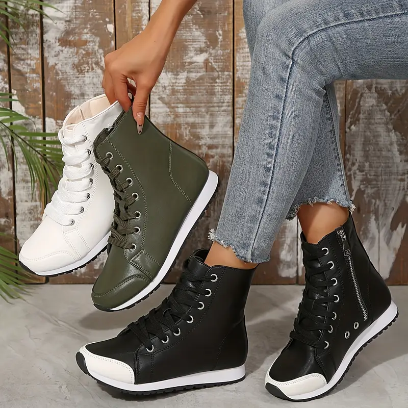 Zipper Lace-Up Comfortable Breathable Sports Ankle Boots