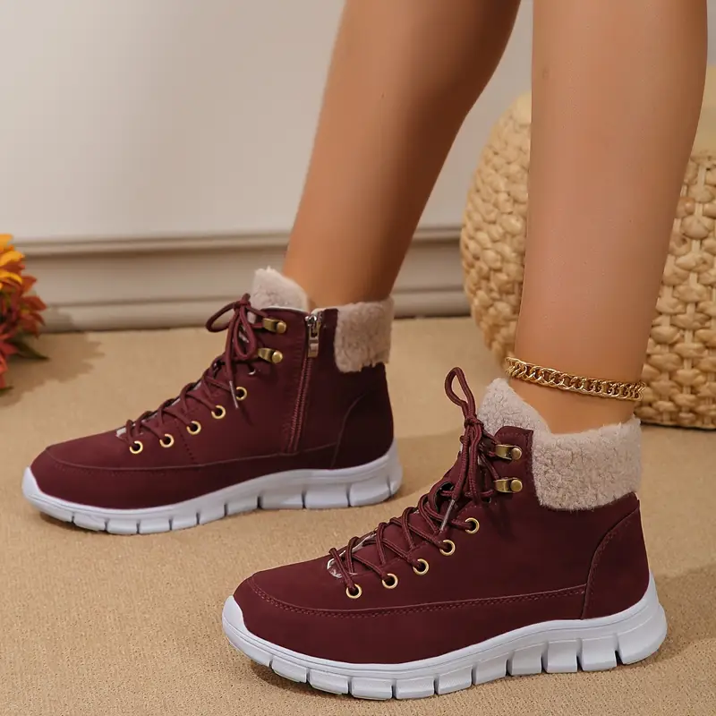 New Anti-slip Warm Lace-up Side Zipper Short Boots