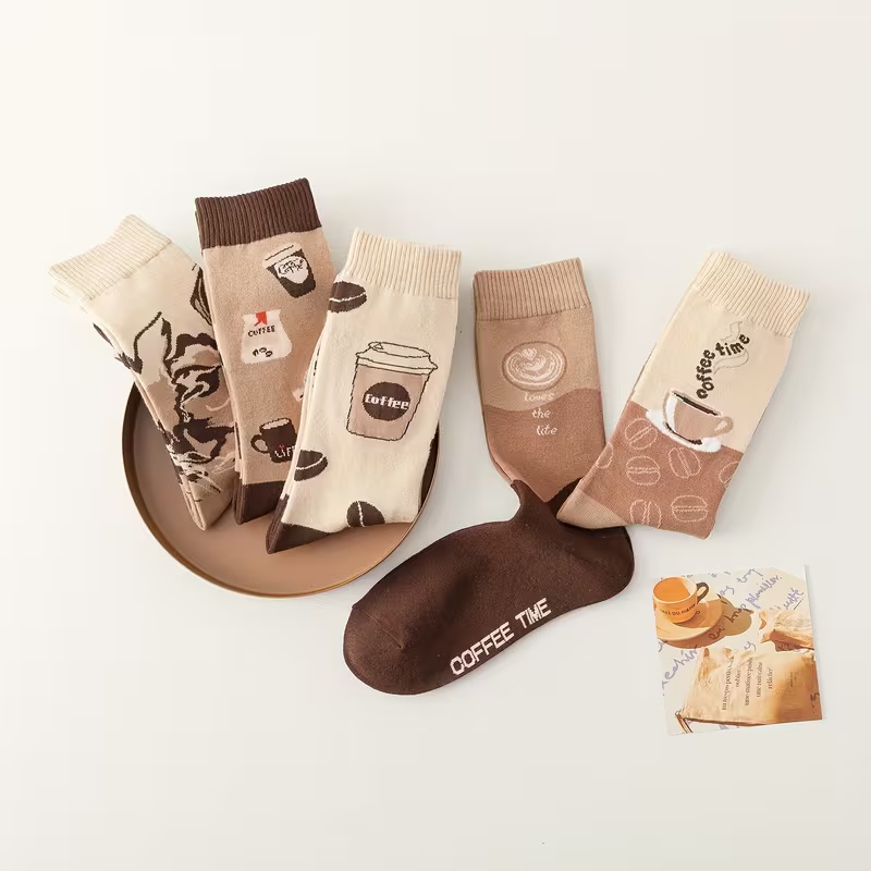 5 Pairs Women's Coffee-Themed Socks