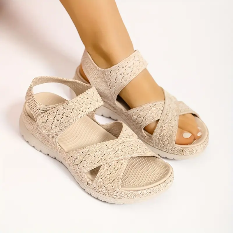 Women's Casual Woven Fabric Cut-Out Print Sandals 