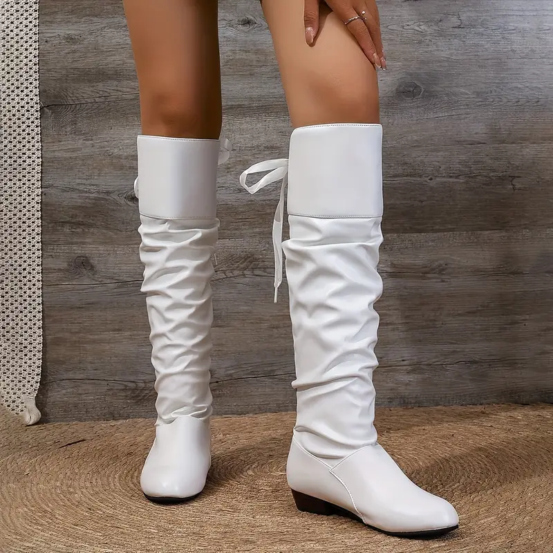 NEW ARRIVAL 50% OFF - Pleated Lace-up Low-heeled Boots